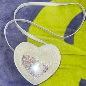 Children’s Place girls Holographic Heart Crossbody Bag in White with Sparkle